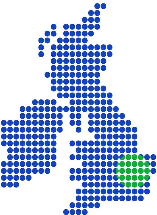 Map highlighting the Blockage Busters coverage area around Gravesend